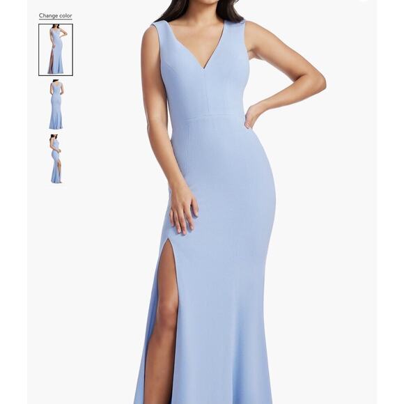 Dress the Population Sandra Gown Dress Sky Blue Side Slit Size XXL NWT - Picture 4 of 11